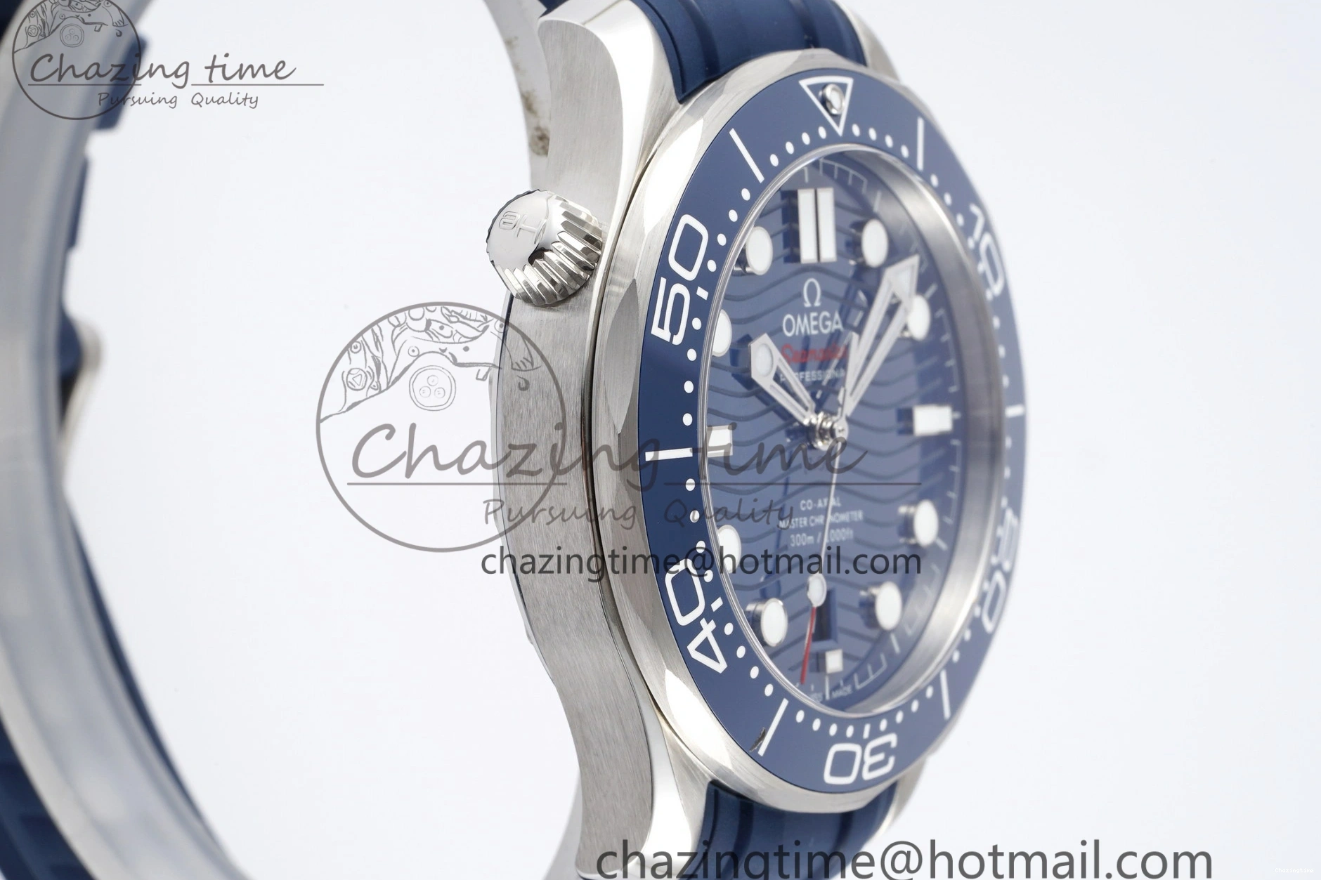 0417 Fashionable Seamaster Diver 300M ZF 1:1 Best Edition Blue Ceramic Blue Dial on Blue Rubber Strap A 7822